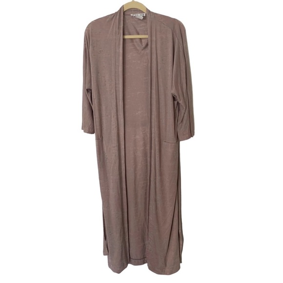 Marste Made in USA Dusty Lavender Large Burnout Light Weight Duster Cardigan - Picture 4 of 7